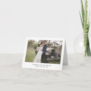 Cartão De Agradecimento Casamento Moderno de Foto Simples Minimalista