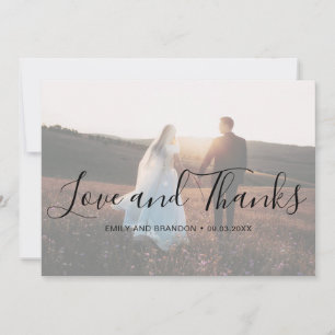 Cartão De Agradecimento Casamento Moderno de Fotografias de Script Elegant