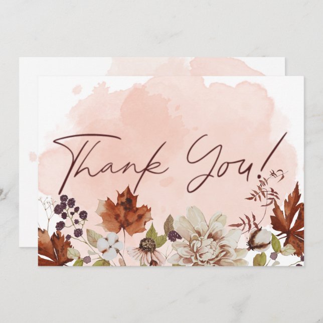 Cartão De Agradecimento Casamento Moderno de Outono de Água Espelhada (Frente/Verso)