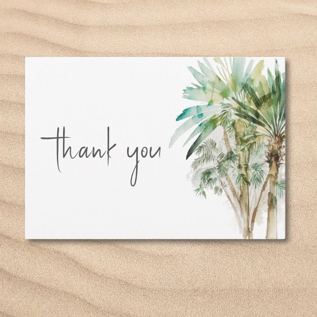 Cartão De Agradecimento Casamento Moderno de Palmeiras Tropicais (Tropical Palm Trees Modern Wedding Thank You Card)