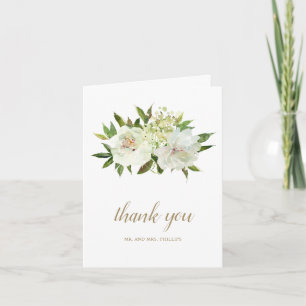 Cartão De Agradecimento Casamento Moderno Dourado Branco Elegante