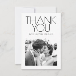 Cartão De Agradecimento Casamento Moderno e Limpo | Foto Minimalista e Ele