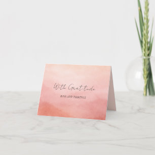 Cartão De Agradecimento Casamento Moderno Elegante Chic de Coral Costeiro