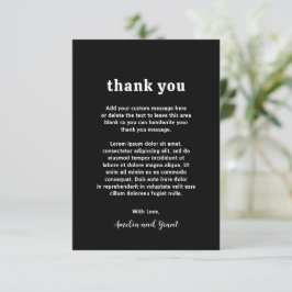 Cartão De Agradecimento Casamento Moderno Fonte Retro Preto