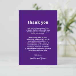 Cartão De Agradecimento Casamento Moderno Fonte Retro Roxo