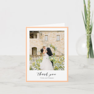 Cartão De Agradecimento Casamento Moderno Foto de Pêssego Elegante