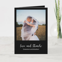 Cartão De Agradecimento Casamento Moderno Foto Preta Limpa