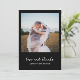 Cartão De Agradecimento Casamento Moderno Foto Preta Limpa