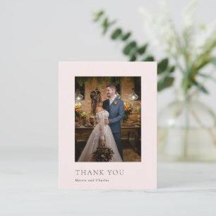 Cartão De Agradecimento Casamento Moderno Foto Rosa com Estilo