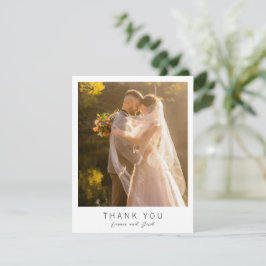 Cartão De Agradecimento Casamento Moderno Foto Simples