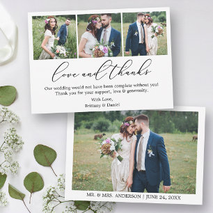 Cartão De Agradecimento Casamento Moderno Minimalista Caligrafia 4 Foto