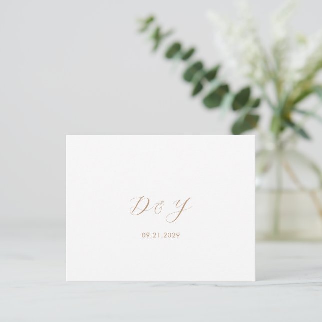 Cartão De Agradecimento Casamento moderno minimalista Taupe (Em pé/Frente)
