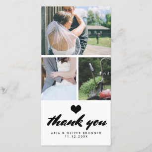 Cartão De Agradecimento Casamento Moderno Obrigado Colagem de Três Fotos