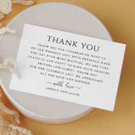 Cartão De Agradecimento Casamento moderno preto e branco. Simples e limpo