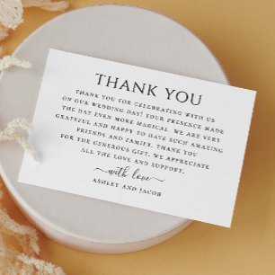 Cartão De Agradecimento Casamento moderno preto e branco. Simples e limpo