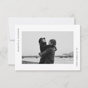 Cartão De Agradecimento Casamento moderno simples com fotografia romântica
