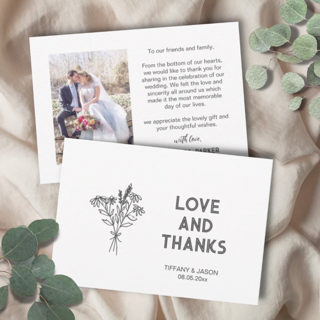 Cartão De Agradecimento Casamento Moderno Simples Limpo de Foto 1 Minimali (Criador carregado)