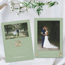 Cartão De Agradecimento Casamento Moderno Tema Dinossauro 2 Fotos Verde Sa