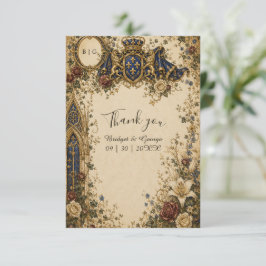 Cartão De Agradecimento Casamento Monograma Celta Gótico Real Medieval