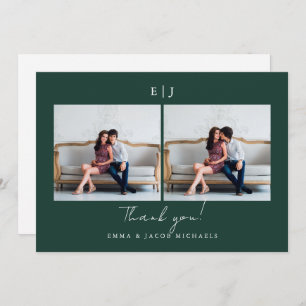 Cartão De Agradecimento Casamento Monograma Obrigado Foto Verde