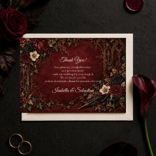 Cartão De Agradecimento Casamento Moody Gothic Dark Academia