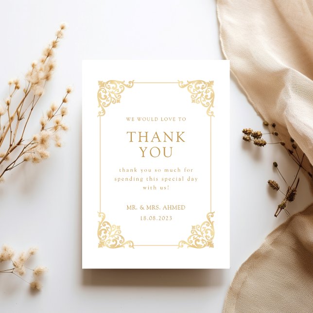 Cartão De Agradecimento Casamento Muçulmano com Script de Quadros Brancos  (Criador carregado)
