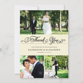 Cartão De Agradecimento Casamento Multifotográfico com Script Romântico de