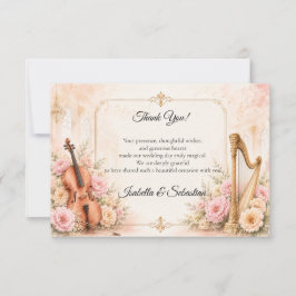 Cartão De Agradecimento Casamento Musical Elegante Casamento
