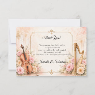 Cartão De Agradecimento Casamento Musical Elegante Casamento