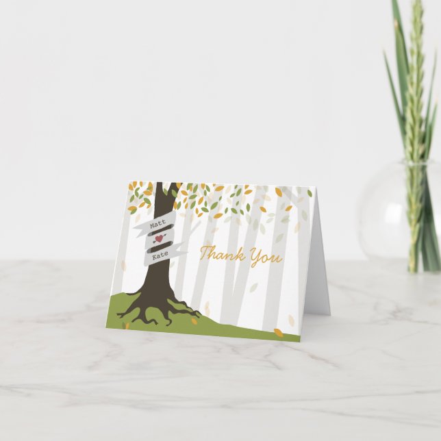 Cartão De Agradecimento Casamento na Floresta Obrigado - Outono Cedo (Frente)