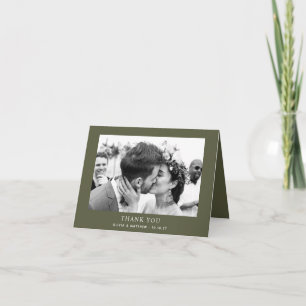 Cartão De Agradecimento Casamento na Natureza em Verde Oliva Escuro Foto