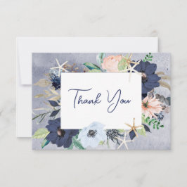 Cartão De Agradecimento Casamento Náutico Rustic Floral Beach