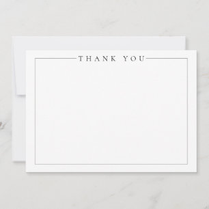 Cartão De Agradecimento Casamento Negro e Branco minimalista simples