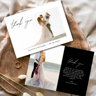 Cartão De Agradecimento Casamento Negro Obrigado Foto Minimalista