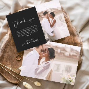 Cartão De Agradecimento Casamento Negro Obrigado Foto Minimalista