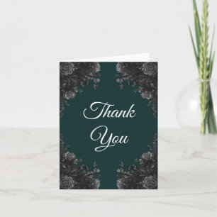 Cartão De Agradecimento Casamento Negro Verde Escuro