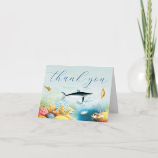 Cartão De Agradecimento Casamento no Aquário Debaixo do Mar Dobra