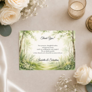 Cartão De Agradecimento Casamento no Caminho da Floresta