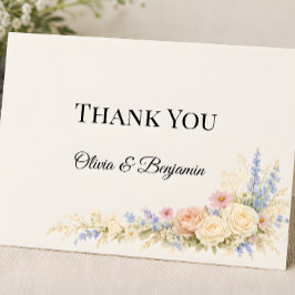 Cartão De Agradecimento Casamento no Campo de Flores Silvestres de Luxo