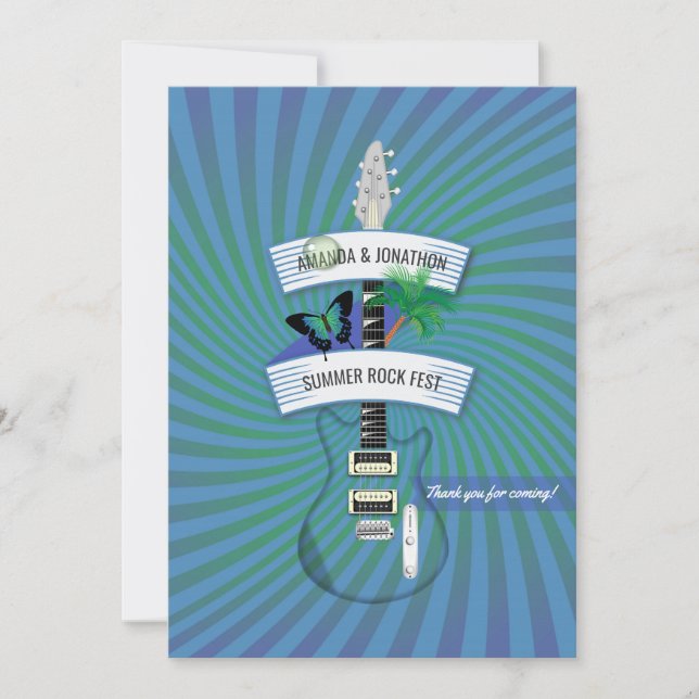 Cartão De Agradecimento Casamento no Festival de Rock de Verão (Frente)