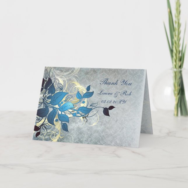 Cartão De Agradecimento casamento no inverno aqua Obrigado (Frente)