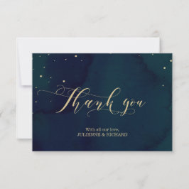 Cartão De Agradecimento Casamento no inverno da Noite Azul Obrigado