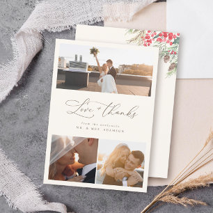 Cartão De Agradecimento Casamento no inverno Elegante Chic Obrigado