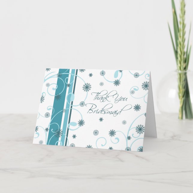 Cartão De Agradecimento Casamento no inverno Obrigado Bridesmaid Card (Frente)