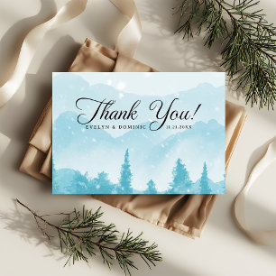 Cartão De Agradecimento Casamento no inverno Rustic Pine Forest