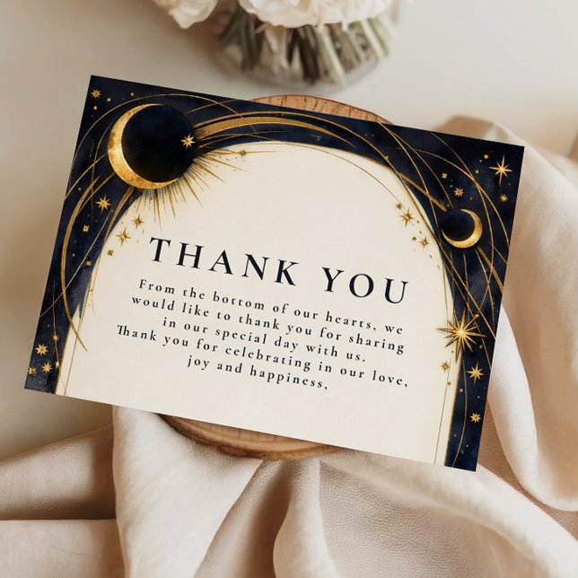Cartão De Agradecimento Casamento no Jardim Celestial Noturno (Criador carregado)