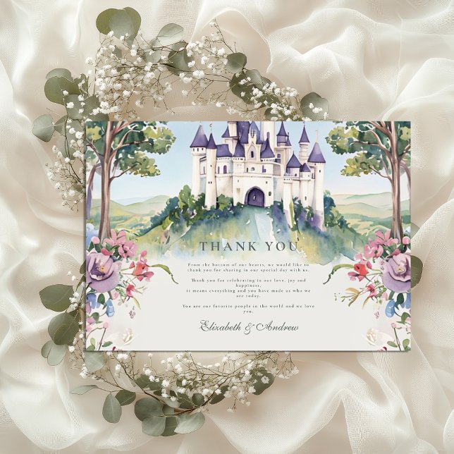 Cartão De Agradecimento Casamento no Jardim de Contos de Fadas Castlecore (Criador carregado)