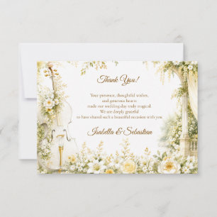 Cartão De Agradecimento Casamento no Jardim Musical Elegante