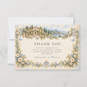 Cartão De Agradecimento Casamento no Jardim Romântico de Margaridas