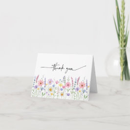 Cartão De Agradecimento Casamento no Prado de Flores Silvestres Delicadas